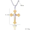 Collier croix bicolore argent et or avec cristal et chaîne de 60cm de long - Croix Motif Creux Bicolore (BY-0354) / 60CM