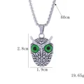 Collier hibou vintage avec yeux de démon verts et chaîne en acier de 60cm pour hommes - Longueur / Yeux Verts