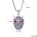 Pendentif hibou punk avec yeux de démon roses et chaîne ronde de 60cm de long - Longueur / Œil Rose