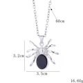 Collier pendentif araignée gothique argenté avec pierre noire et chaîne 60 cm - Pendentif Araignée (BY-0402) / Noir