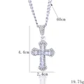 Hip hop silver cross pendant necklace with sparkling crystals and a 60cm length chain - White