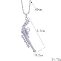 Collier pendentif revolver argenté pour homme avec chaîne 60cm et pendentif de 6,5cm - Argent