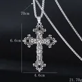 Collier pendentif croix vintage en argent avec motifs floraux et détails de mesure - Croix à Motif Floral Complexe (BY-0451)