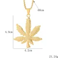 Collier hip-hop doré avec pendentif en forme de feuille d'érable et chaîne de 60cm - Or