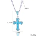 Hip hop cross pendant necklace with blue rhinestones and 60cm silver chain specs - Cross Pendant (4.4x2.4cm) / Blue