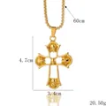 Golden gothic skull cross pendant with a 60cm box chain for a punk hip-hop look - Gold