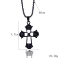 Gothic black skull cross pendant necklace with 60cm chain for hip hop punk street style - Black
