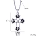 Vintage silver gothic skull cross pendant necklace with box chain measuring 60cm - Silver