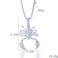Collier avec pendentif scorpion en argent poli pour homme, chaîne box, bijoux punk hip hop - Argent (BY-0449)
