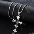 Collier croix fleur rétro argenté avec zircons et chaîne box de 60cm - Style Serti de Zirconia (BY-0480 Style 3)