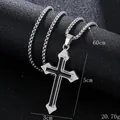 Collier croix vintage en argent avec émail noir et chaîne box d'une longueur 60cm - Style Émail Noir (BY-(059))