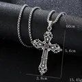Vintage silver hollow floral cross necklace with 60cm box chain for a gothic look - Hollow-out Floral Style (BY-0480 Style 2)