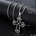 Silver punk cross necklace with skull relief and black vintage enamel detailing - Gothic Skull Style (BY-(0448))