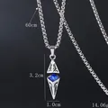 Collier hip hop avec pendentif étoile, pierre bleue et finition en argent vintage - Géométrique Argent Avec Moissanite Bleue (BY-0190)