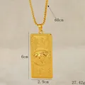 Golden hip hop necklace with detailed 100 US dollar bill pendant and 60cm link chain - Gold 100 Dollar Bill Style (BY-0606)