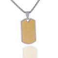 Pendentif plaque militaire bicolore avec incrustation d'or brossé sur chaîne box - Or