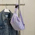 Minimalist light purple corduroy waist bag with adjustable strap and woven zipper pull - Purple
