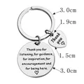 Silver stainless steel bear keychain with engraved round and heart-shaped thank you charms - Silver