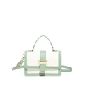 Petit sac carré vert menthe et blanc avec motif crocodile et boucle dorée élégante - Petit Sac Carré à la Mode / Vert