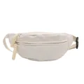 Cream white nylon dumpling crossbody bag with woven rope zippers for casual style - White