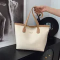 Bolso tote crema y marrón con estampado de New York para mujer para oficina y diario - Blanco