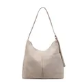 Sac hobo minimaliste en daim beige pour femme avec poche avant et fermeture éclair - Khaki