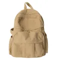 Mochila minimalista de pana caqui con bolsillo frontal y bolsillos laterales - Caqui