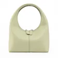 Minimalistische salbeigrüne Lederhandtasche mit integriertem Ringgriff und Reißverschluss - Hellgrün