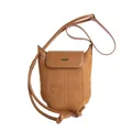Braune Umhängetasche aus Wildleder und Leder mit Vintage-Stil und Metallschnalle - Braun