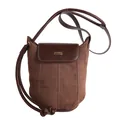 Retro Schultertasche in Dunkelbraun aus Leder-Patchwork mit elegantem Gold-Metall-Detail - Kaffeebraun