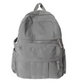 Minimalistischer grauer Cord-Rucksack mit großer Vortasche und verstellbaren Trägern - Grau