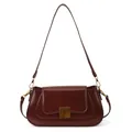 Schicke dunkelrote Achseltasche mit Glanzfinish und goldener Metallschnalle - 28*8*15 / Burgunderrot