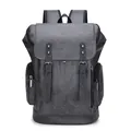 Zaino in pelle PU grigio scuro con fibbie in metallo per ufficio e viaggi - Stile Vintage Grigio (8005#)