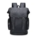 Zaino vintage nero da uomo in pelle PU con fibbie e tasche laterali con cerniera - Stile Vintage Nero (8005#)