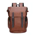 Zaino vintage in pelle PU marrone con cinturini grigi e fibbie metalliche da uomo - Stile Vintage Marrone (8005#)
