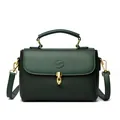 Dark green leather box bag with gold metal clasp and embossed F logo detail - Green