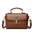 Braune quadratische Handtasche mit Litschi-Maserung und goldenem Drehverschluss - 20.5*10*15 / Braun
