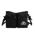 Waterproof black nylon crossbody bag with multi-pocket design and adjustable strap - Black