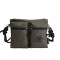 Waterproof army green nylon crossbody bag with dual front pockets and thick rope strap - Dark Green