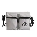 Silver-grey functional nylon crossbody bag with multi-pockets and black rope strap - Silver