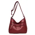 Dark red multi-pocket crossbody bag for women with adjustable shoulder strap - Burgundy