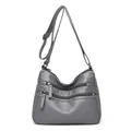 Practical dark grey multi-zipper crossbody bag for women with adjustable shoulder strap - Gray
