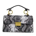 Chic black and gray snakeskin pattern crossbody bag with golden chain and clasp detail - Black