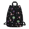 Wasserdichter Yoga-Rucksack mit Heißluftballon-Print und separatem Nassfach-Design - Schwarz Heißluftballon