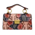 Pink and orange snakeskin pattern small crossbody bag with gold rectangular clasp - Pink