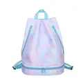Yoga-Rucksack mit rosa-blauem Farbverlauf, Nasstrennung und Sternenmuster-Print - Blau