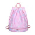 Yoga-Rucksack mit rosa Galaxien-Print, Sternenmuster und Nass-Trocken-Trennungsfach - Rosa