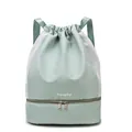 Mint green drawstring fitness backpack with dry-wet separation and bottom shoe compartment - Apple Green