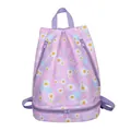 Yoga-Rucksack mit Gänseblümchen-Print, Nasstrennung und separatem Schuhfach unten - Lila Gänseblümchen