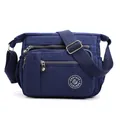 Dark blue waterproof nylon crossbody bag with multi-zipper compartments and strap - Dark Blue